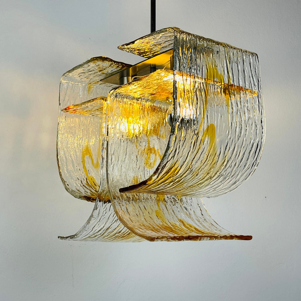 Vintage Murano glass chandelier by Mazzega, Italy 1970s, Space age, Mid-century modern