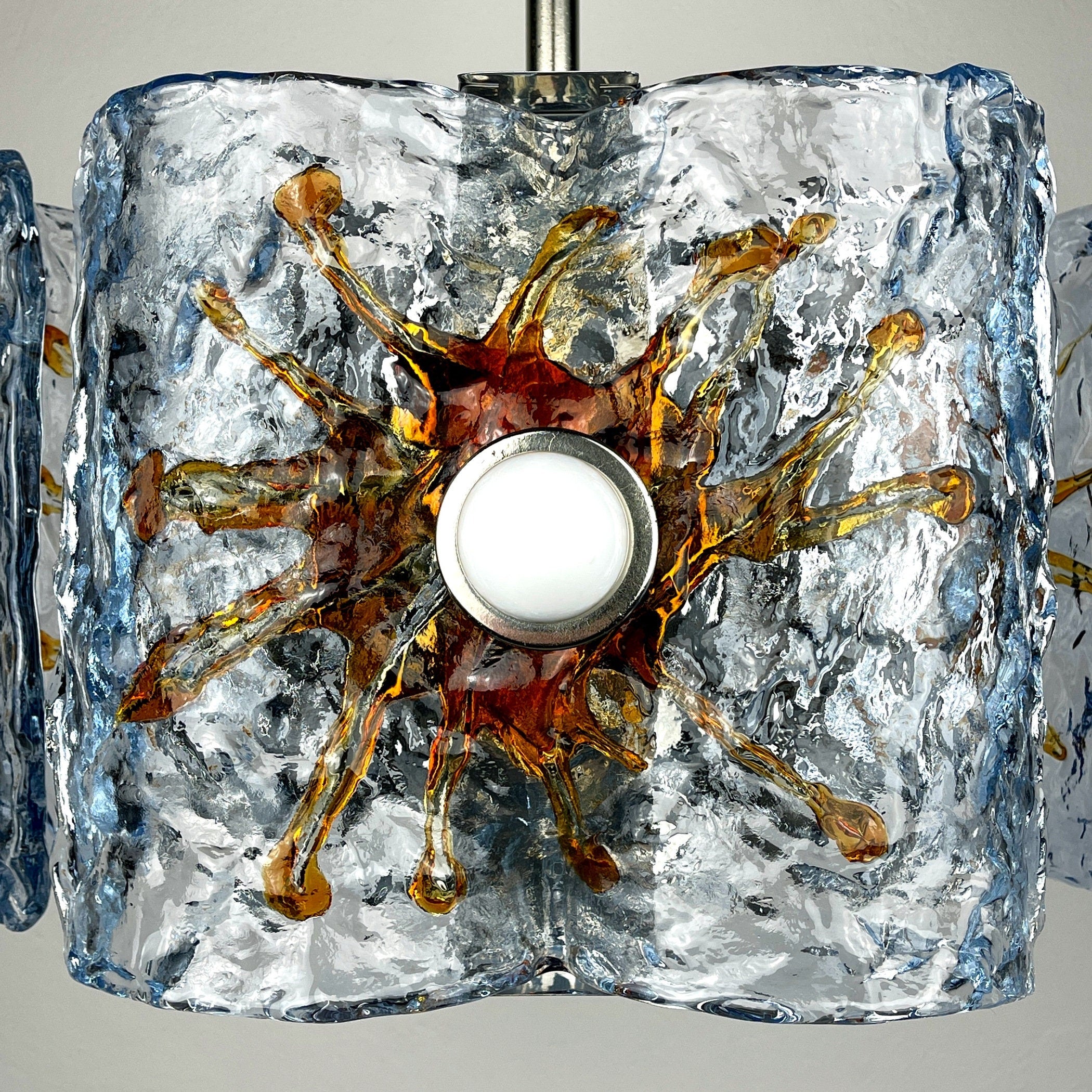 Mid-Century AV Mazzega Murano Glass Chandelier: Italian Space Age Lighting