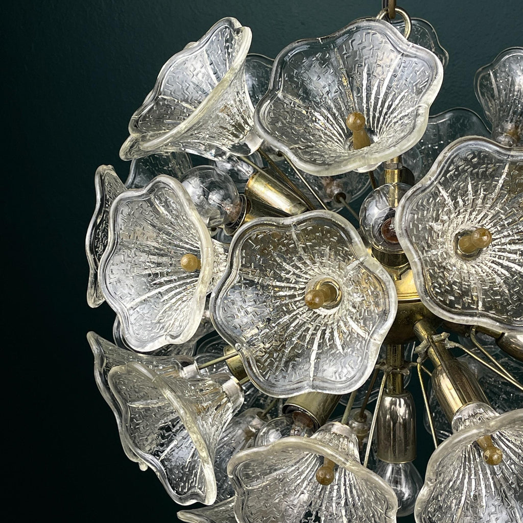 Large Murano chandelier Flower Sputnik by Paolo Venini for VeArt, Italy, 1960s