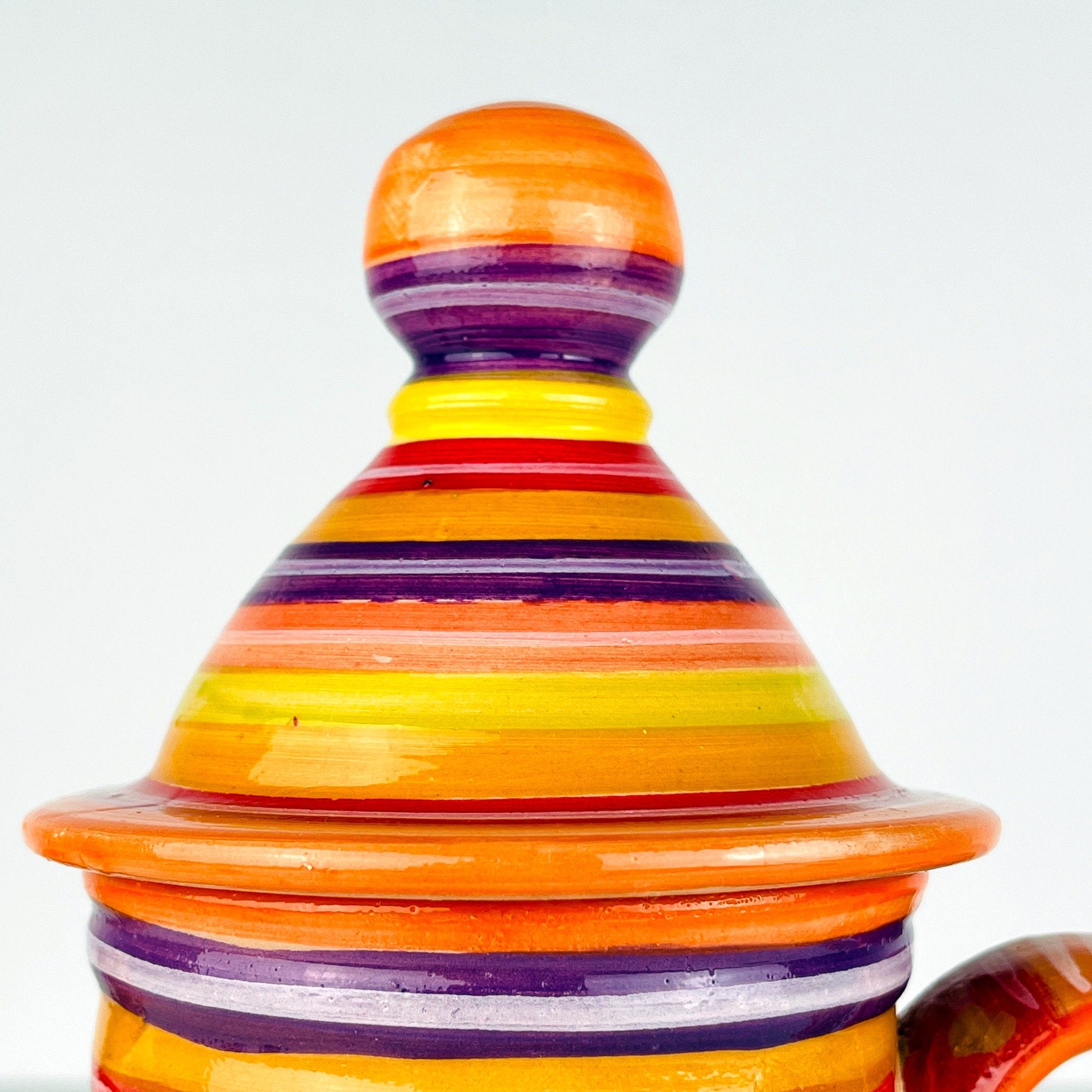 Vintage multicolor  ceramic pitcher / jug Yugoslavia 1980s Retro home decor