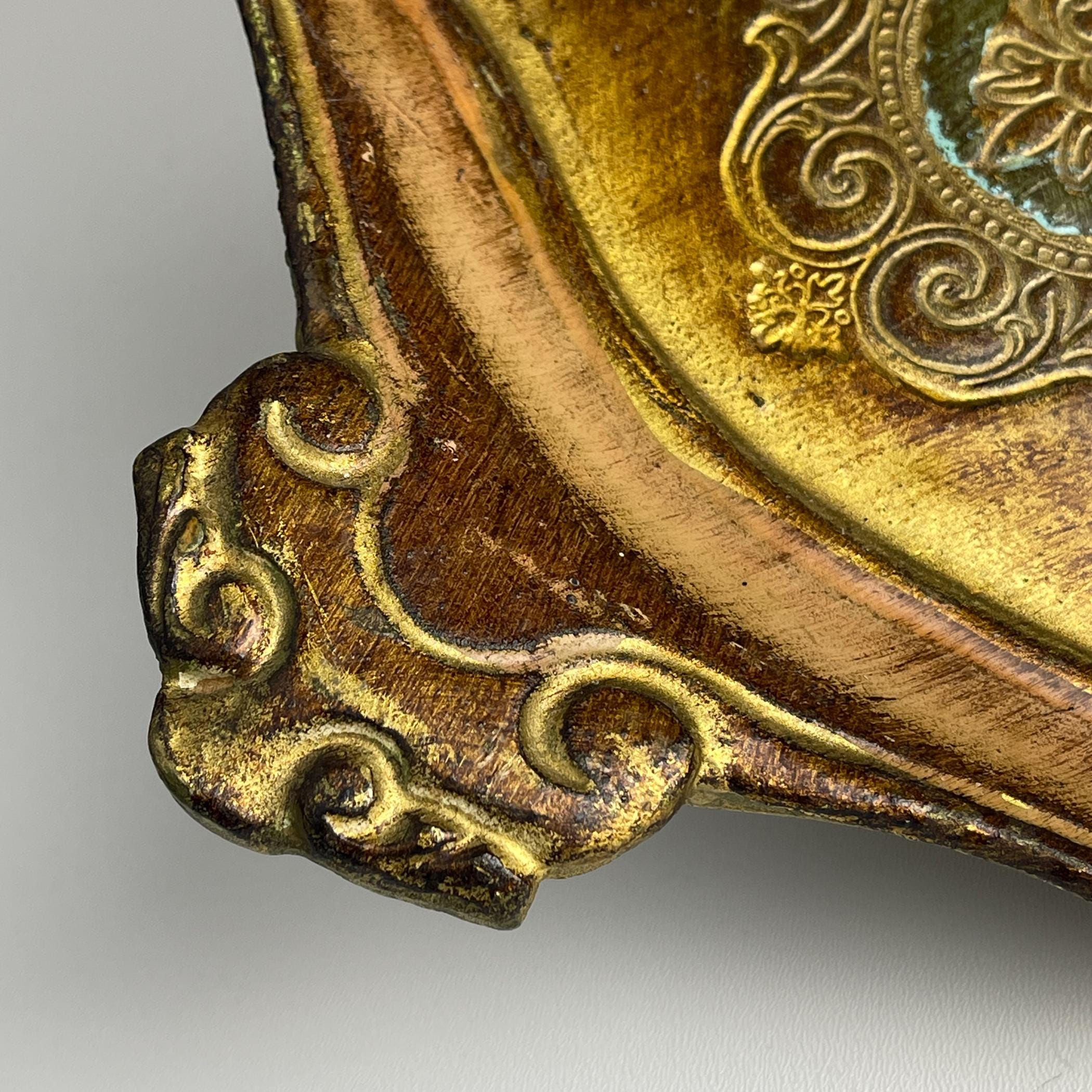 Vintage Small Wooden Florentine Gilt Tray, Italy 1950s