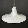 Vintage Murano Glass Pendant Lamp: Swirl White Mid-Century Lighting