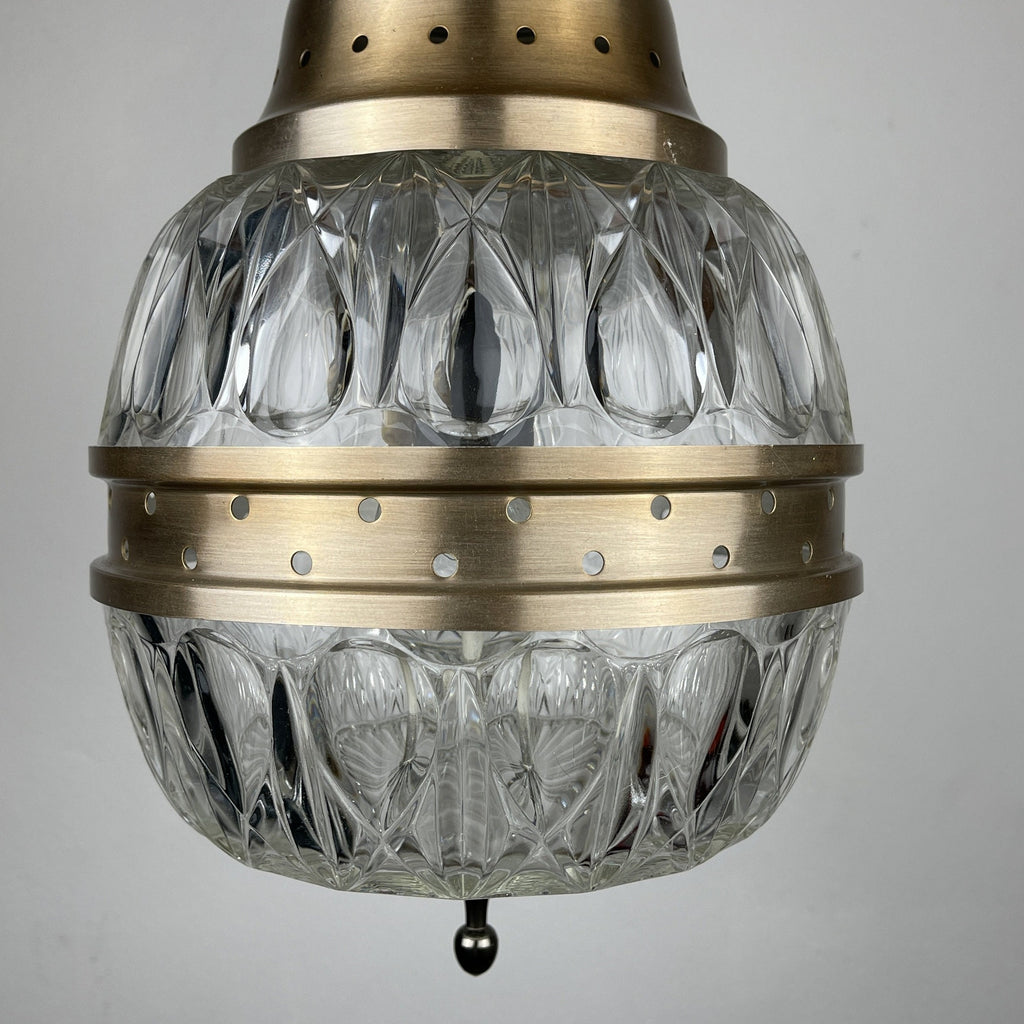 Mid-century glass pendant lamp Italy 1960s Vintage Italian lighting Space Age