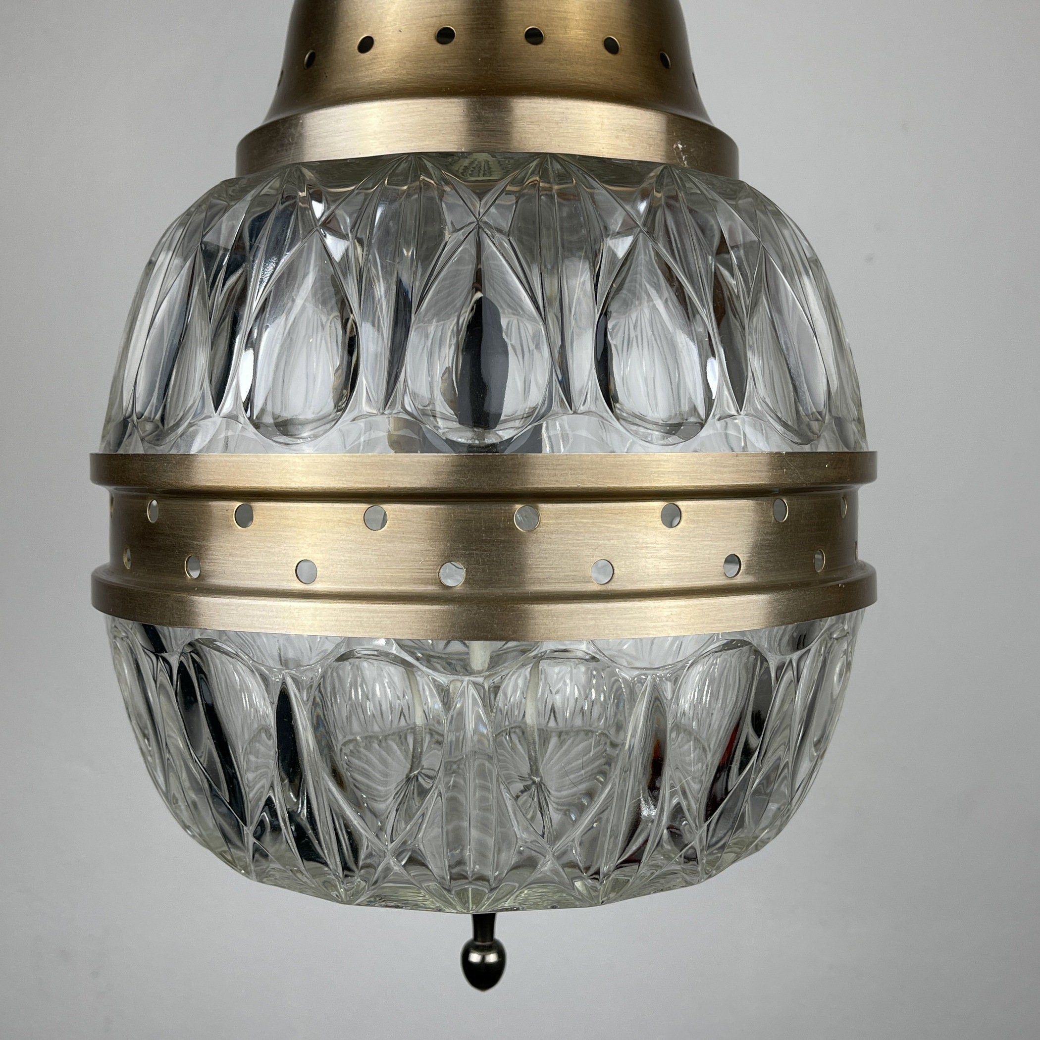 Mid-century glass pendant lamp Italy 1960s Vintage Italian lighting Space Age