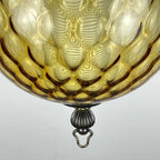 Vintage yelllow murano sphere ball pendant lamp Italy 1970s, Mid-century italian lighting
