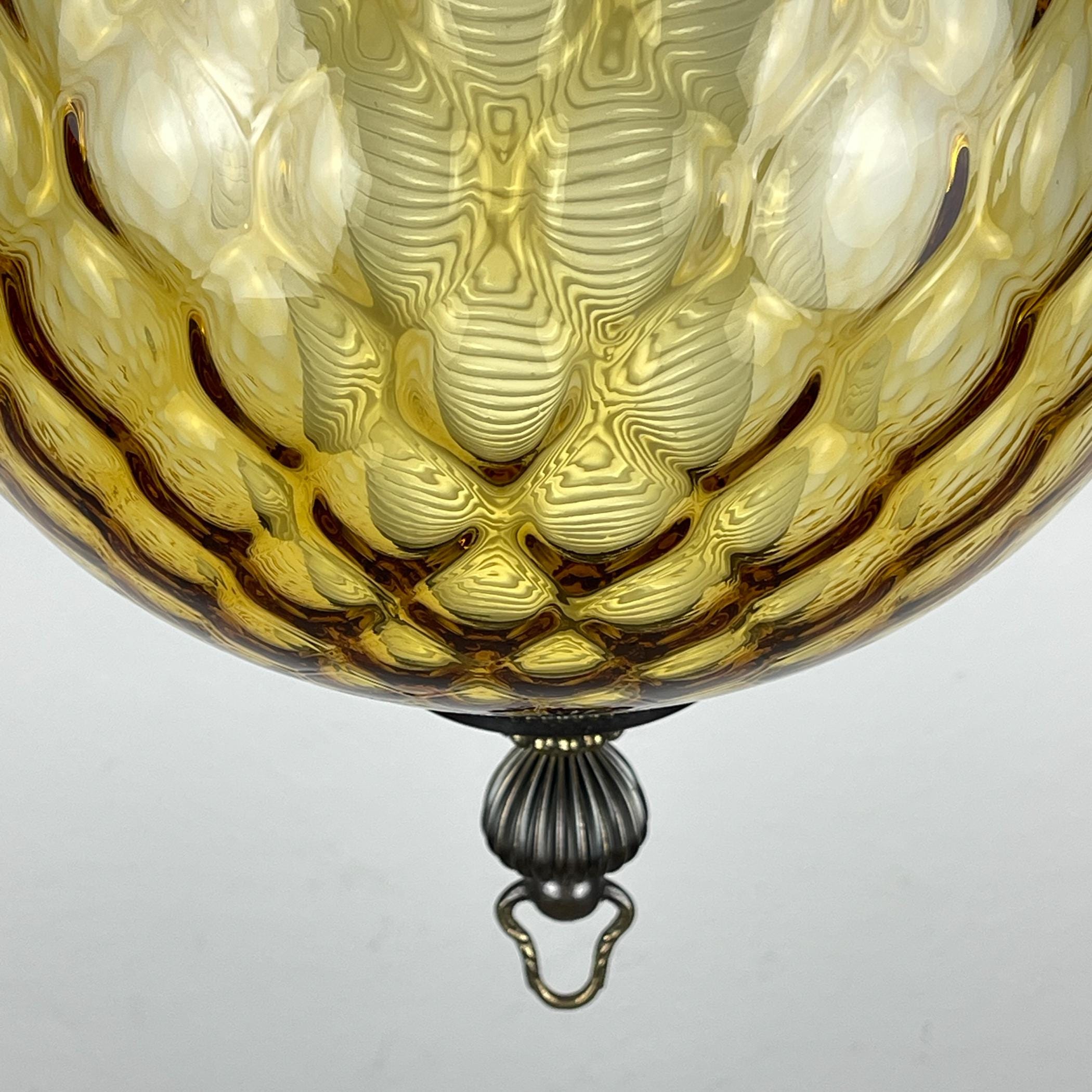 Vintage yelllow murano sphere ball pendant lamp Italy 1970s, Mid-century italian lighting