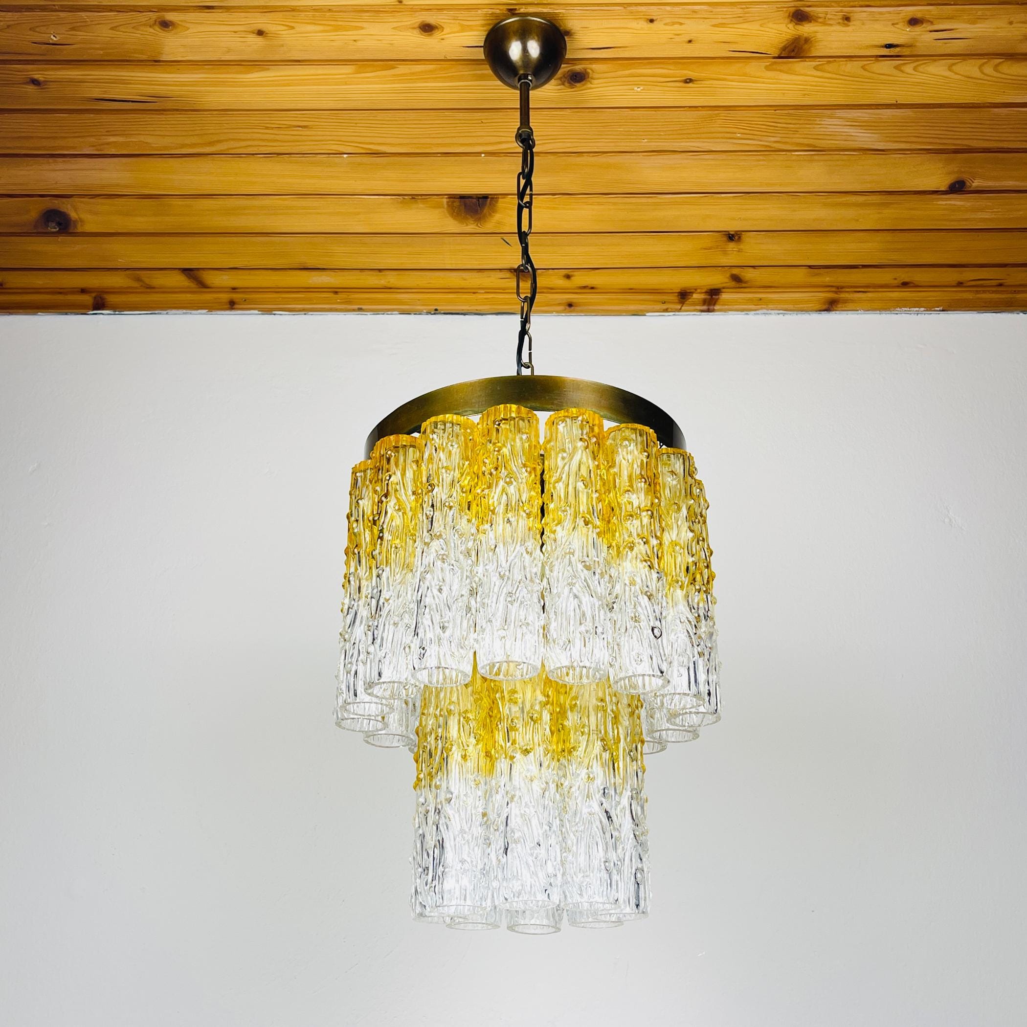 Murano glass chandelier Tronchi by Toni Zuccheri for Venini Italy 1960s