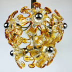 Vintage Amber Murano Glass Flower Chandelier - Mazzega Italian Lighting