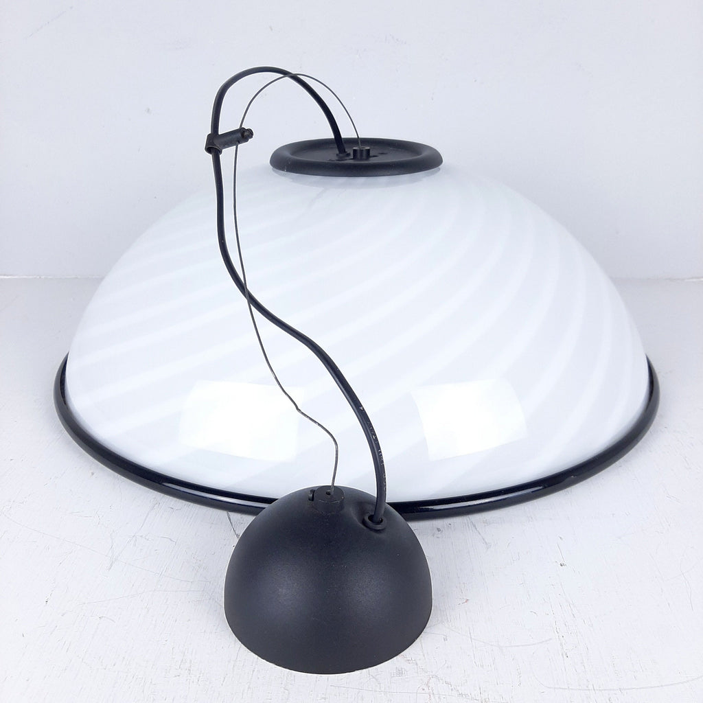 Murano pendant lamp White and Black, Italy 1980s