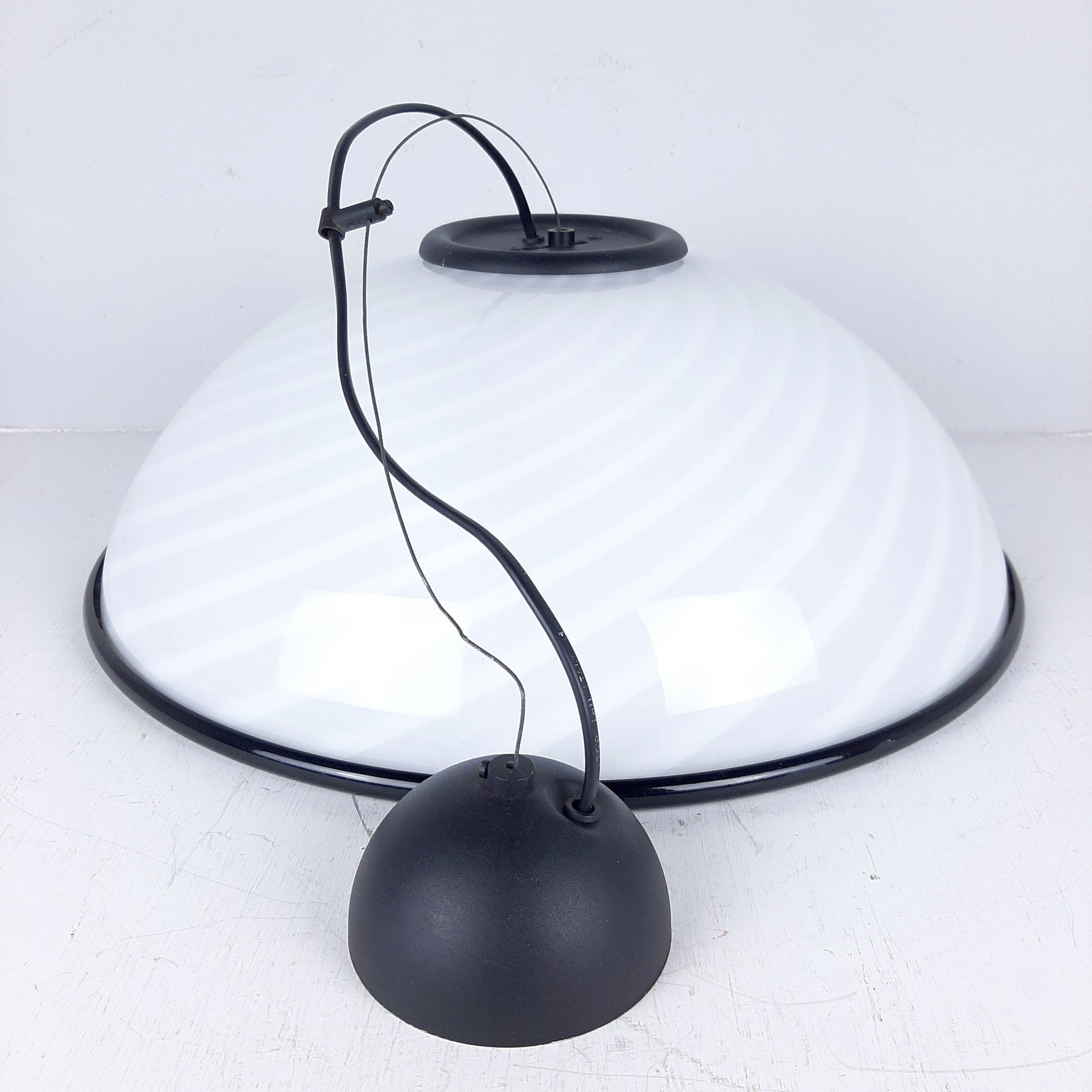 Murano pendant lamp White and Black, Italy 1980s