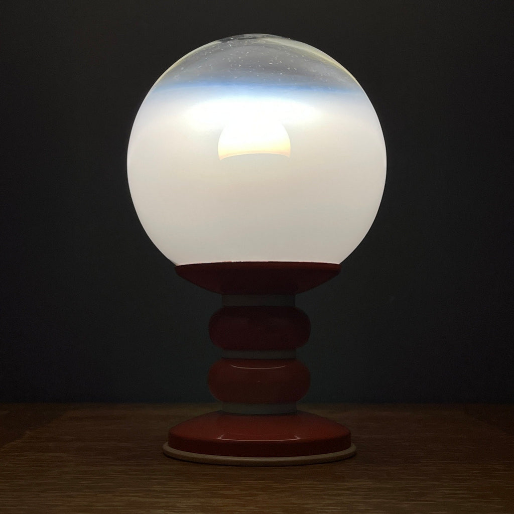 Vintage Opaline Glass Table Lamp: Italian Mid-Century Modern Lighting