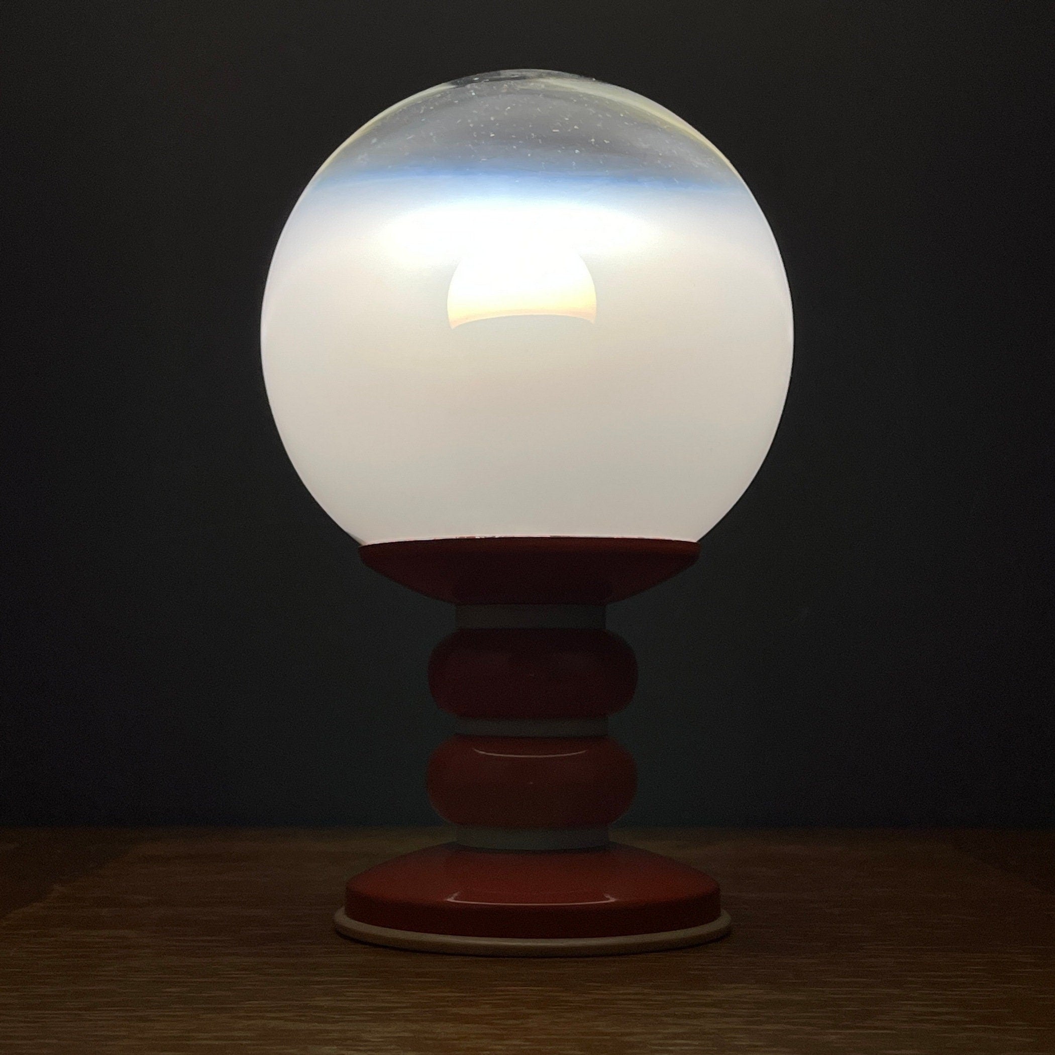 Vintage Opaline Glass Table Lamp: Italian Mid-Century Modern Lighting