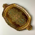 Vintage Small Wooden Florentine Gilt Tray, Italy 1950s