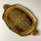Vintage Small Wooden Florentine Gilt Tray, Italy 1950s