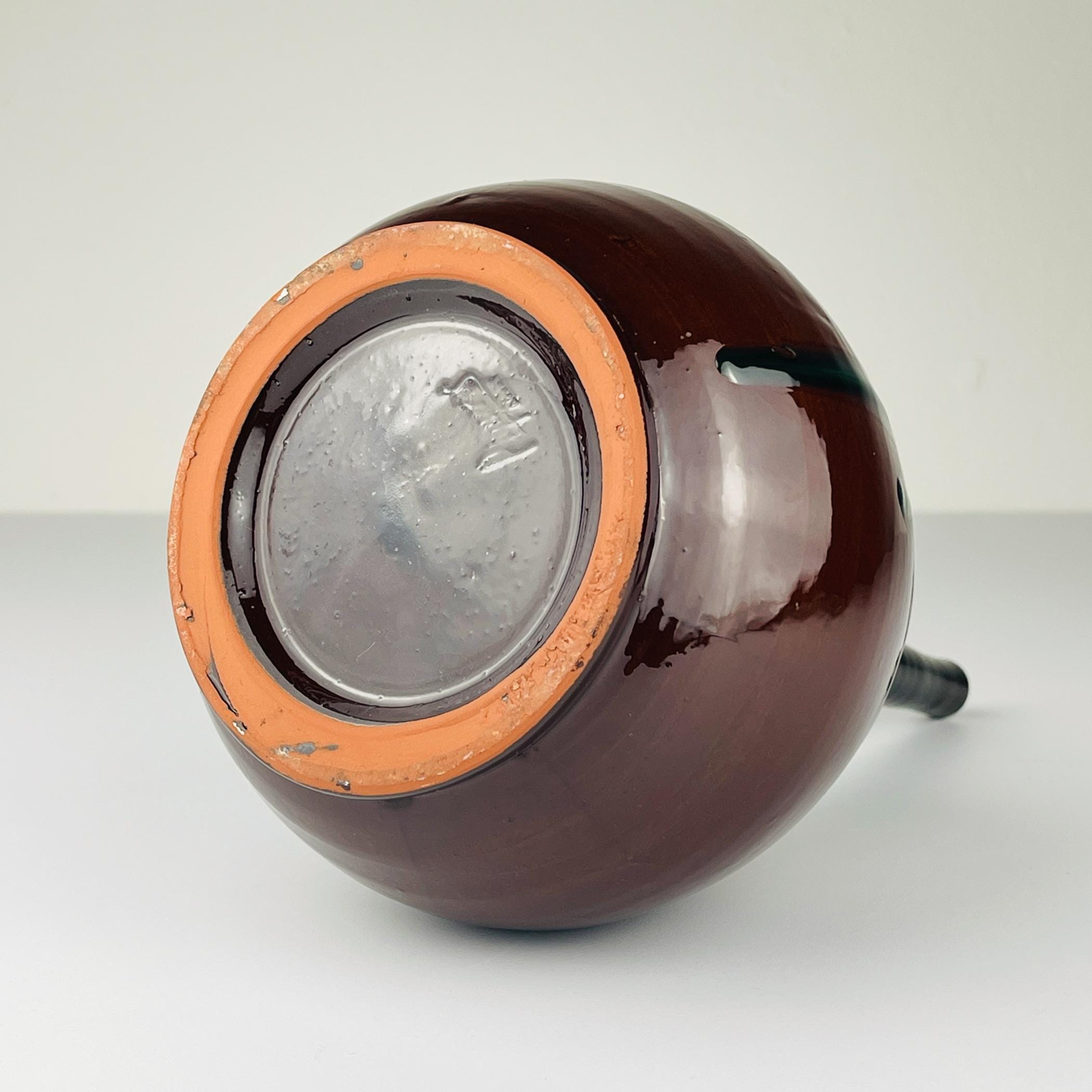 Vintage brown ceramic vase by Piqueres, Spain, 1970s, Vintage home decor