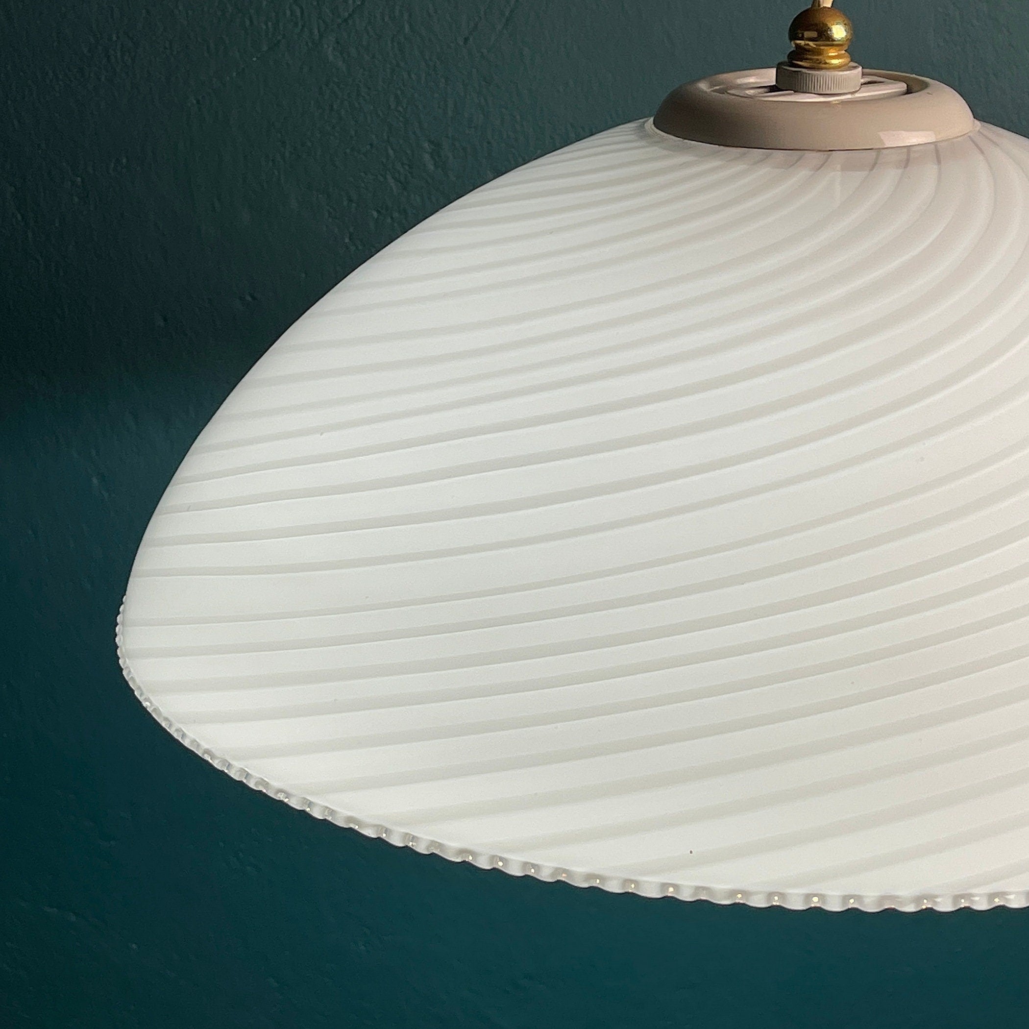 Vintage Swirl Murano Glass Pendant Lamp - 1970s Italian Lighting