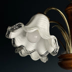 Vintage murano glass and wood chandelier Italy 1970s