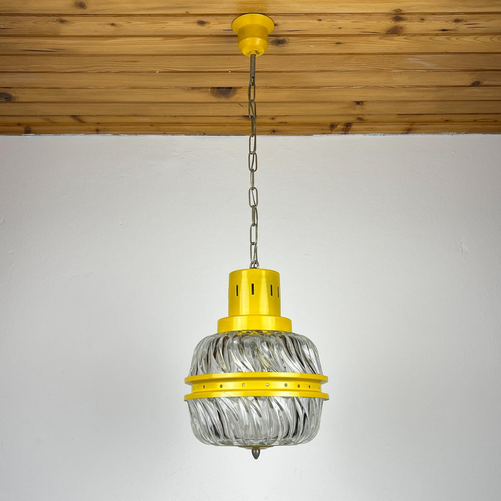 Mid-century yellow pendant lamp Italy 1960s Vintage Italian lighting Space Age