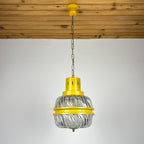 Mid-century yellow pendant lamp Italy 1960s Vintage Italian lighting Space Age