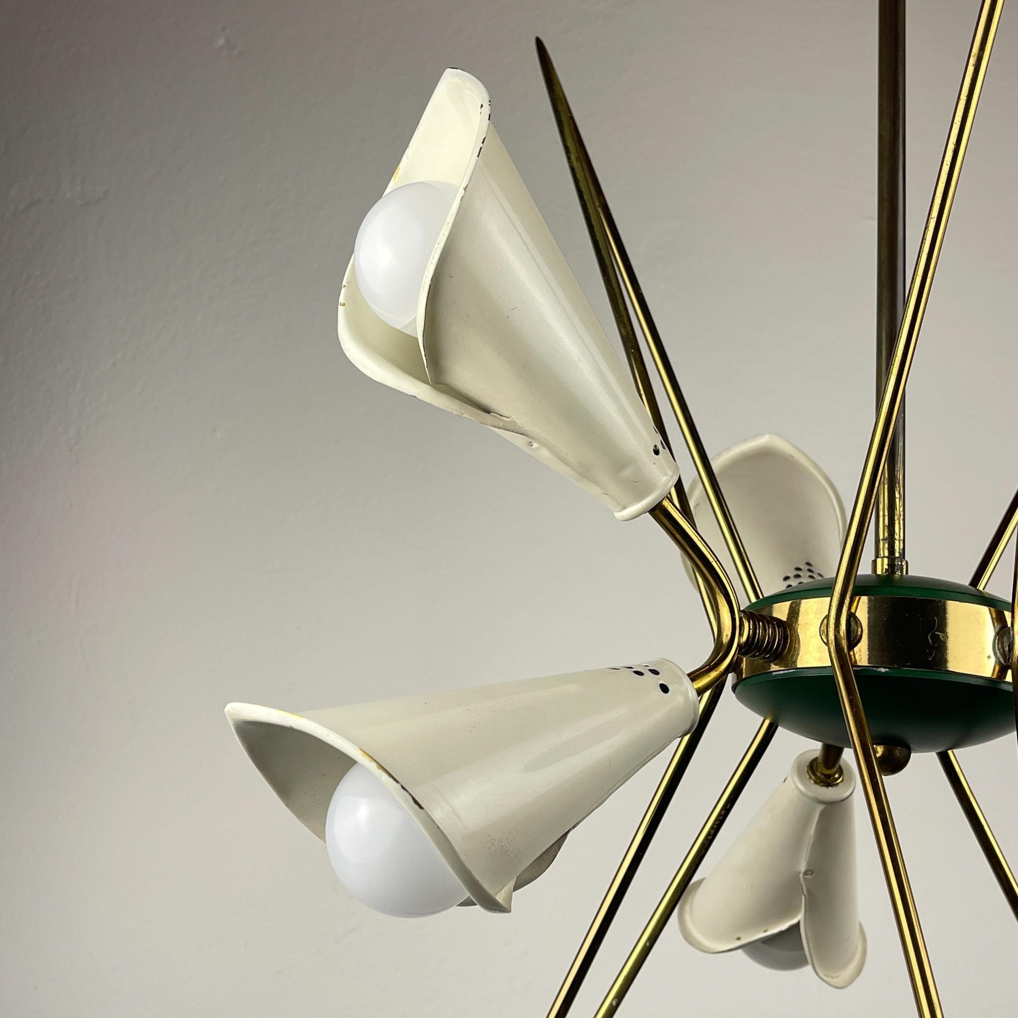 Mid-century metal chandelier by Stilnovo, Italy 1970s, Vintage home decor