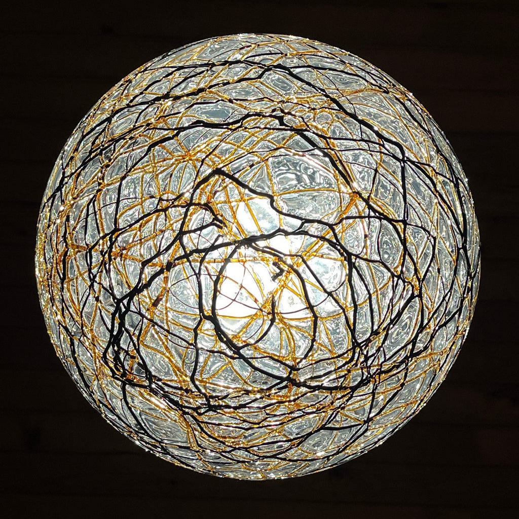 Vintage murano sphere ball pendant lamp Italy 1960s Mid-century italian lighting