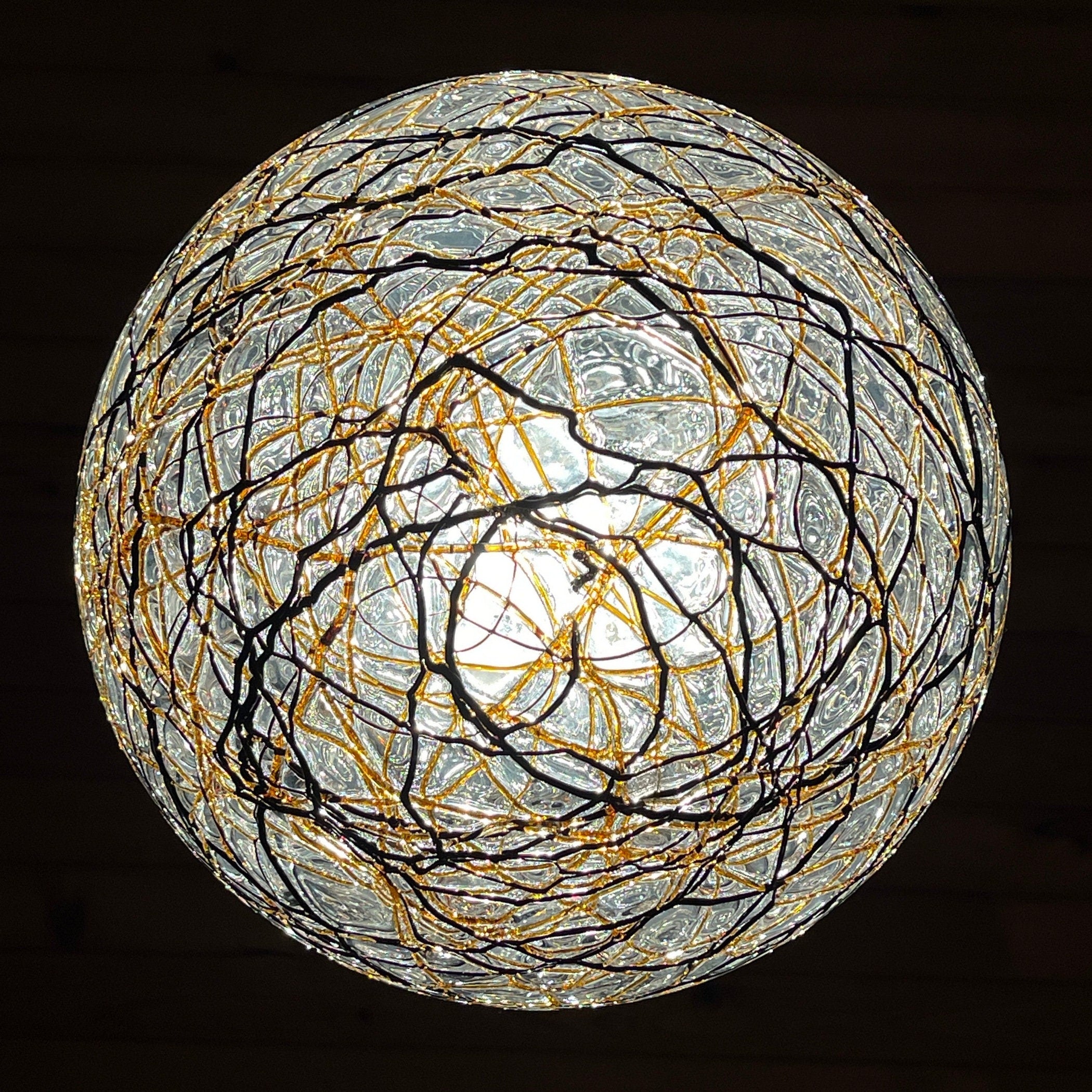 Vintage murano sphere ball pendant lamp Italy 1960s Mid-century italian lighting