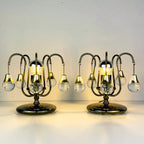 Pair of vintage glass ball table lamps italy 1960s Mid-century italian lighting