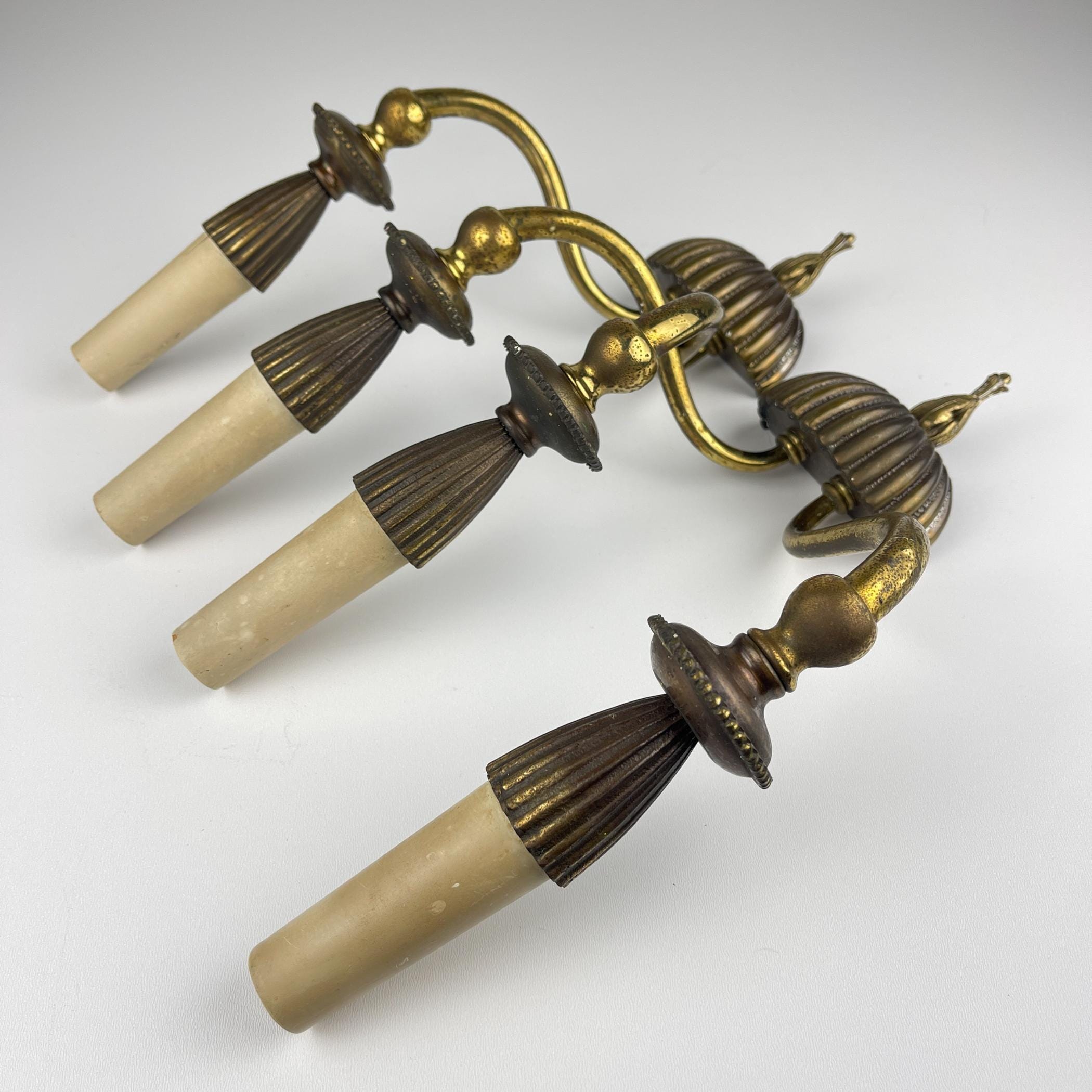 Vintage Bronze Wall Sconces - Italian Home Decor - 1950s Pair