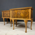 Pair of Vintage wood nightstands Italy 1950s  mid-century wooden bedside table