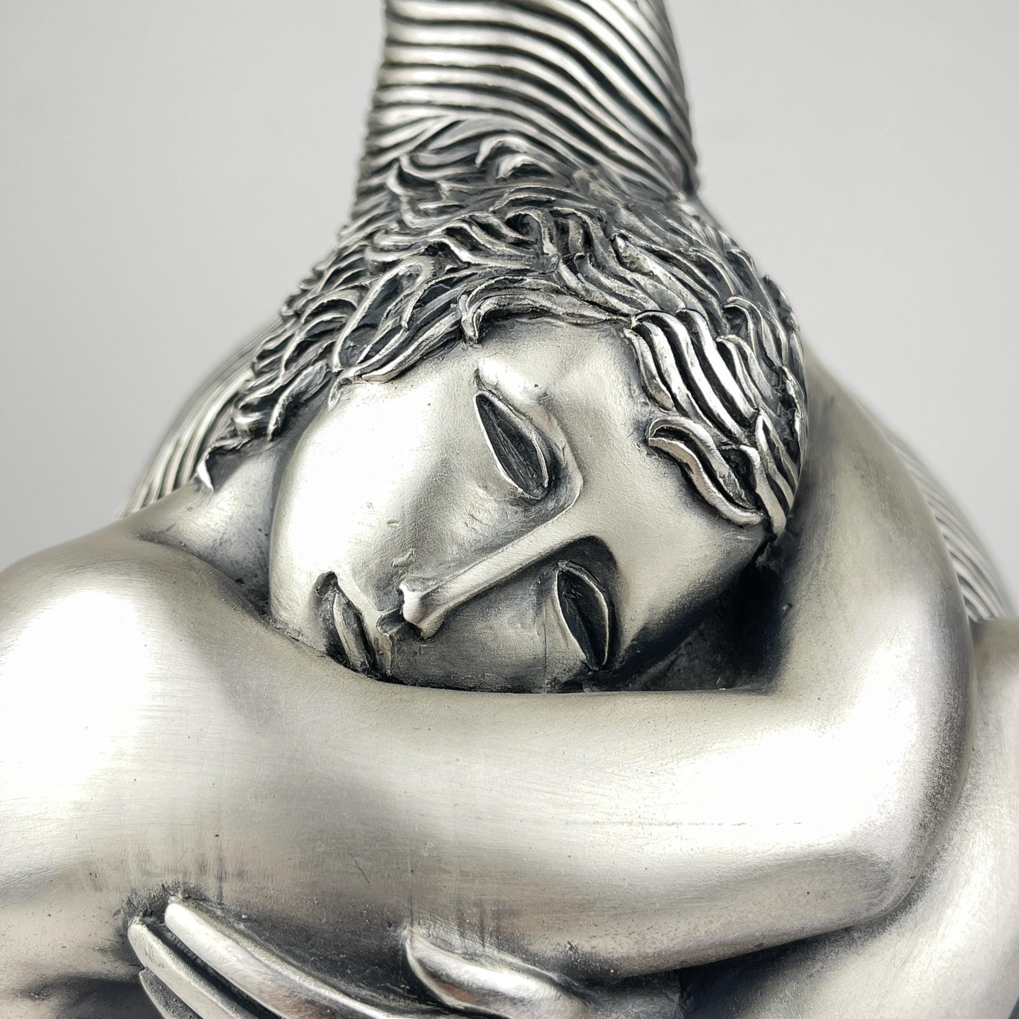 Vintage silver table lamp Man and Women by Ottaviani, Italy 1970s