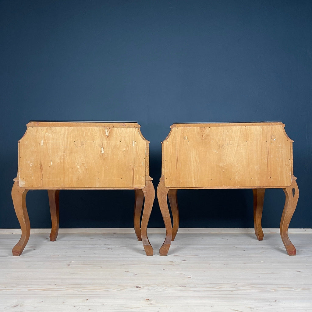 Vintage wood nightstands Italy 1950s Set of 2