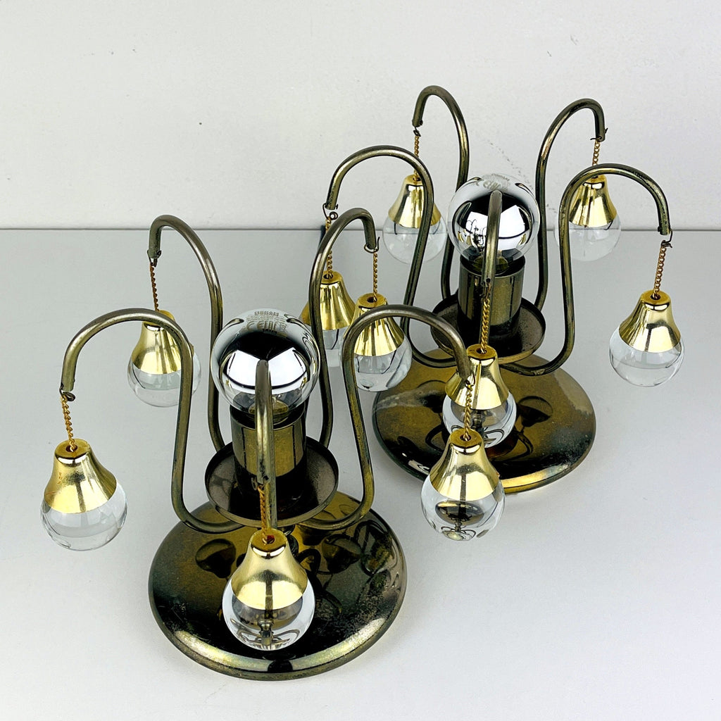 Pair of vintage glass ball table lamps italy 1960s Mid-century italian lighting
