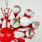 Mid-century red Murano pendant lamp Sputnik, Italy 1970s, Vintage lighting Space age