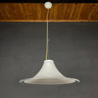 Murano glass white pendant lamp Italy 1970s Mid-century lighting XL ceiling lamp