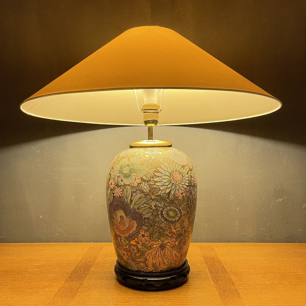 Vintage ceramic table lamp Flower Italy 1970s