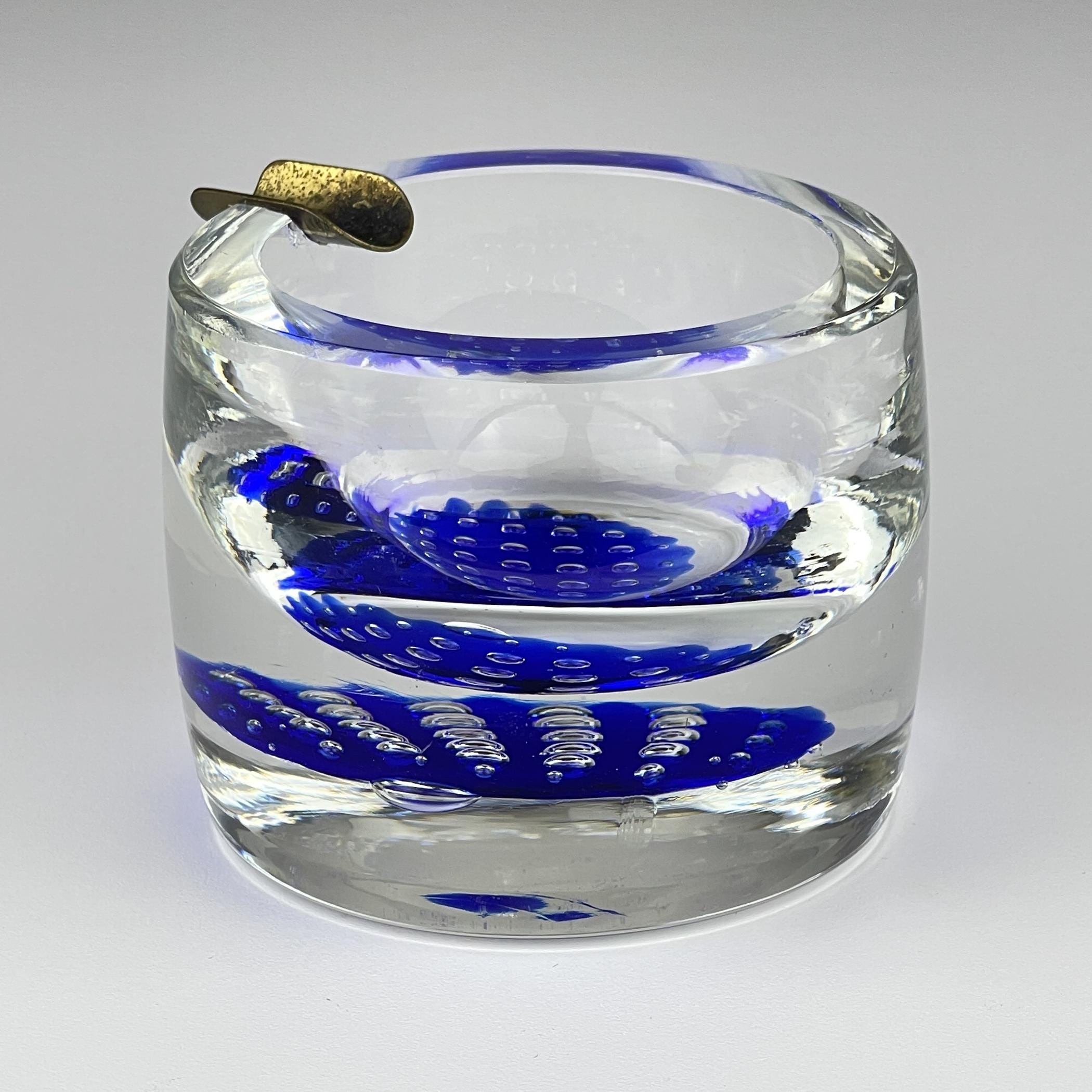 Original blue murano glass ashtray, Italy, 1970s, Vintage Home Decor