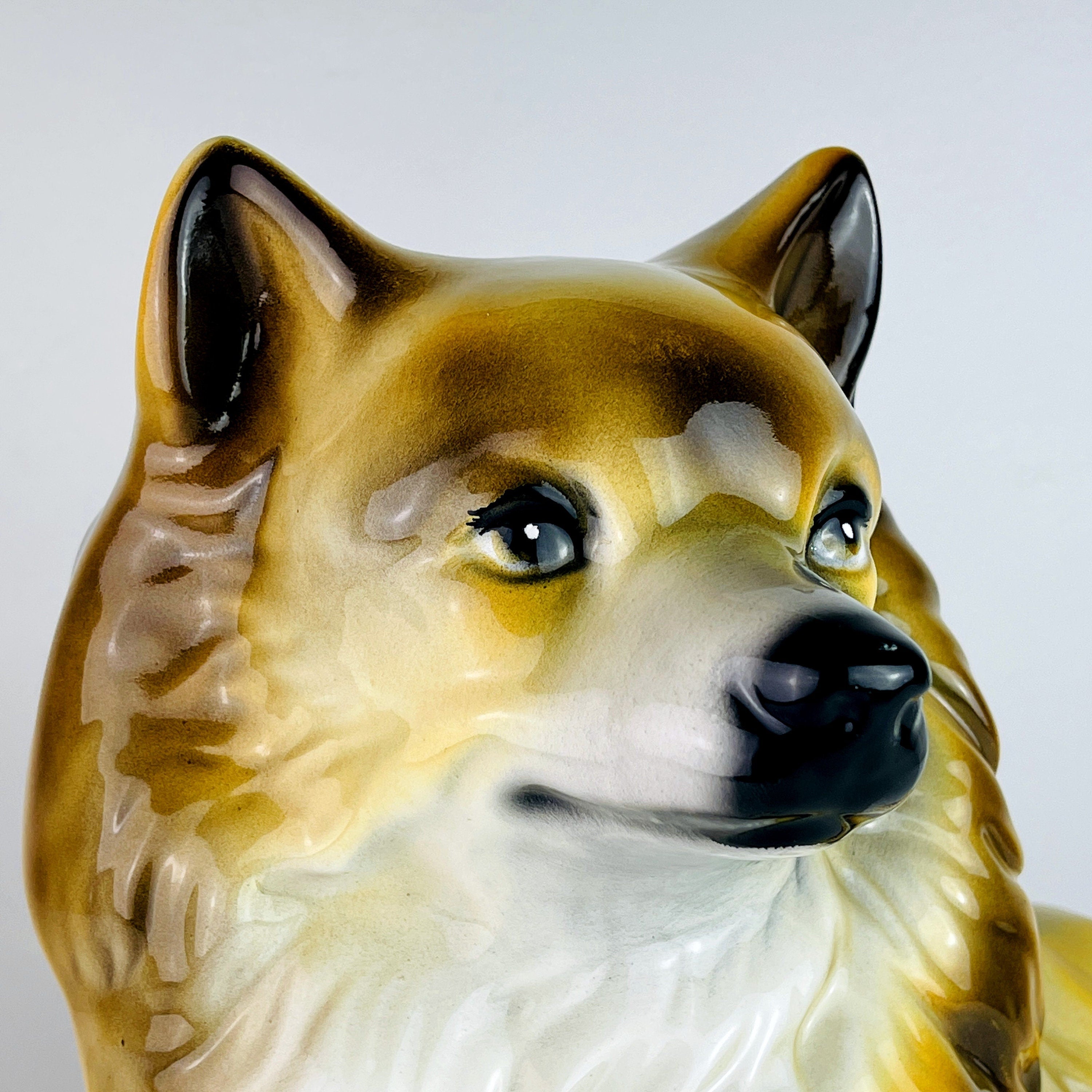 Vintage glazed ceramic sculpture dog Italy 1960s Retro home decor mid-century italian decoration