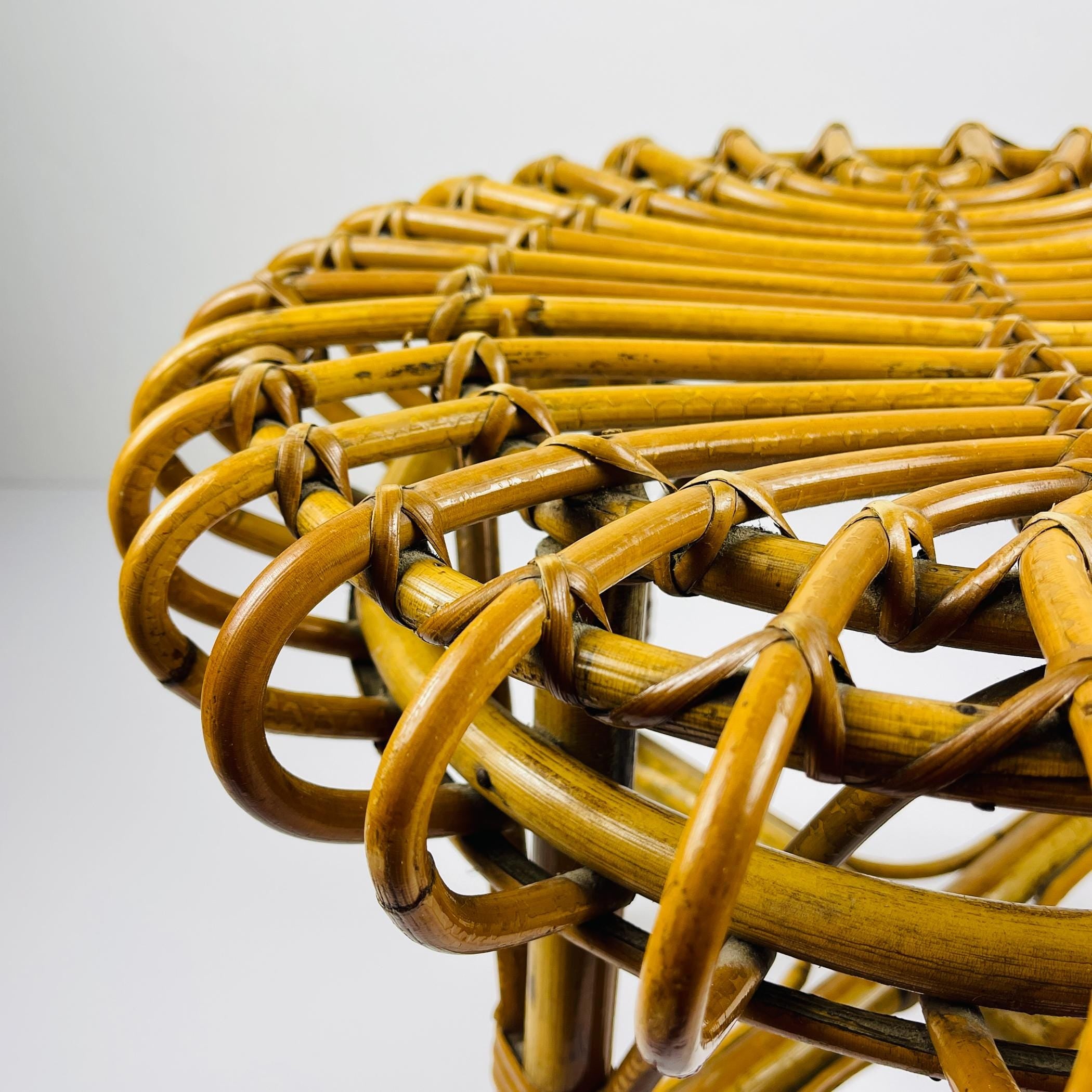 Vintage Rattan Stool by Franco Albini, Italy, 1960s, Mid-century home decor