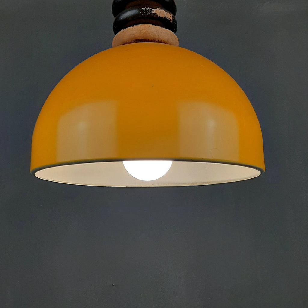 Retro metal pendant lamp Sijaj Hrastnik Yugoslavia 1970s Mid-century lighting Industrial light