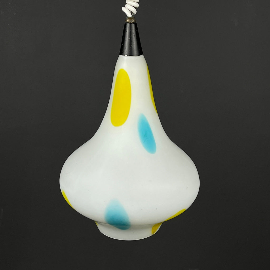 Mid-century multicolor opaline murano glass pendant lamp by Stilnovo Italy 1950s