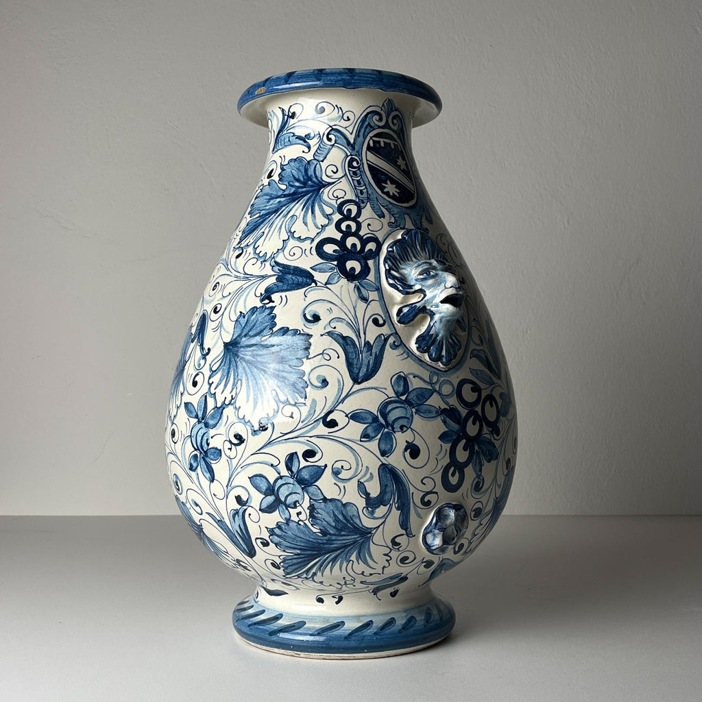 Large blue ceramic vase by IMA from Montelupo Florentino, Italy 1980s