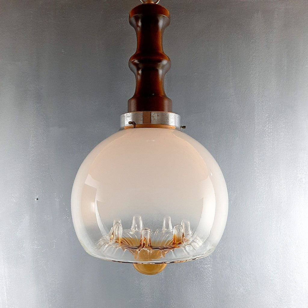 Large vintage murano glass pendant lamp by Mazzega Italy 1960s Mid-century lighting