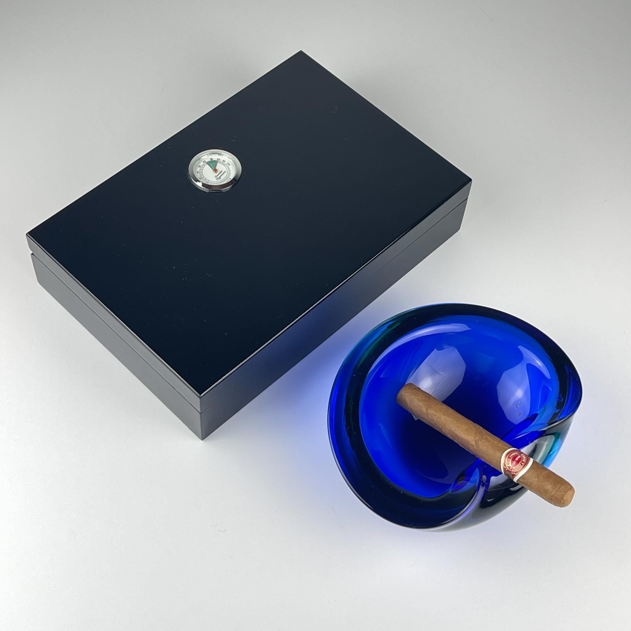 Blue Murano glass ashtray, Italy 1970s, Vintage home decor