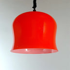 Vintage red glass pendant lamp Italy 1960s space age mid-century lighting