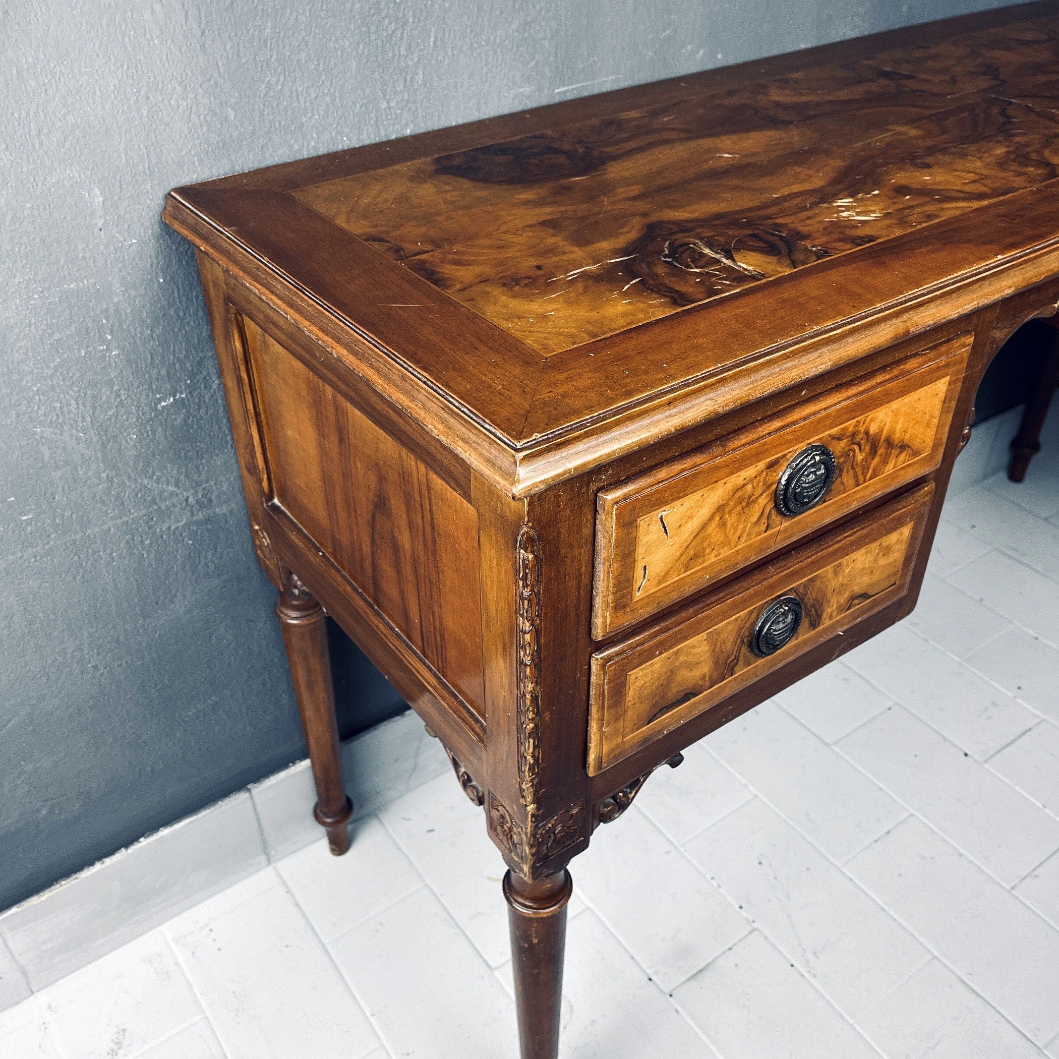 Vintage wood sideboard Italy 1950s  venetian wooden console table