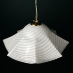 Vintage swirl white Murano glass pendant lamp, Italy 1970s