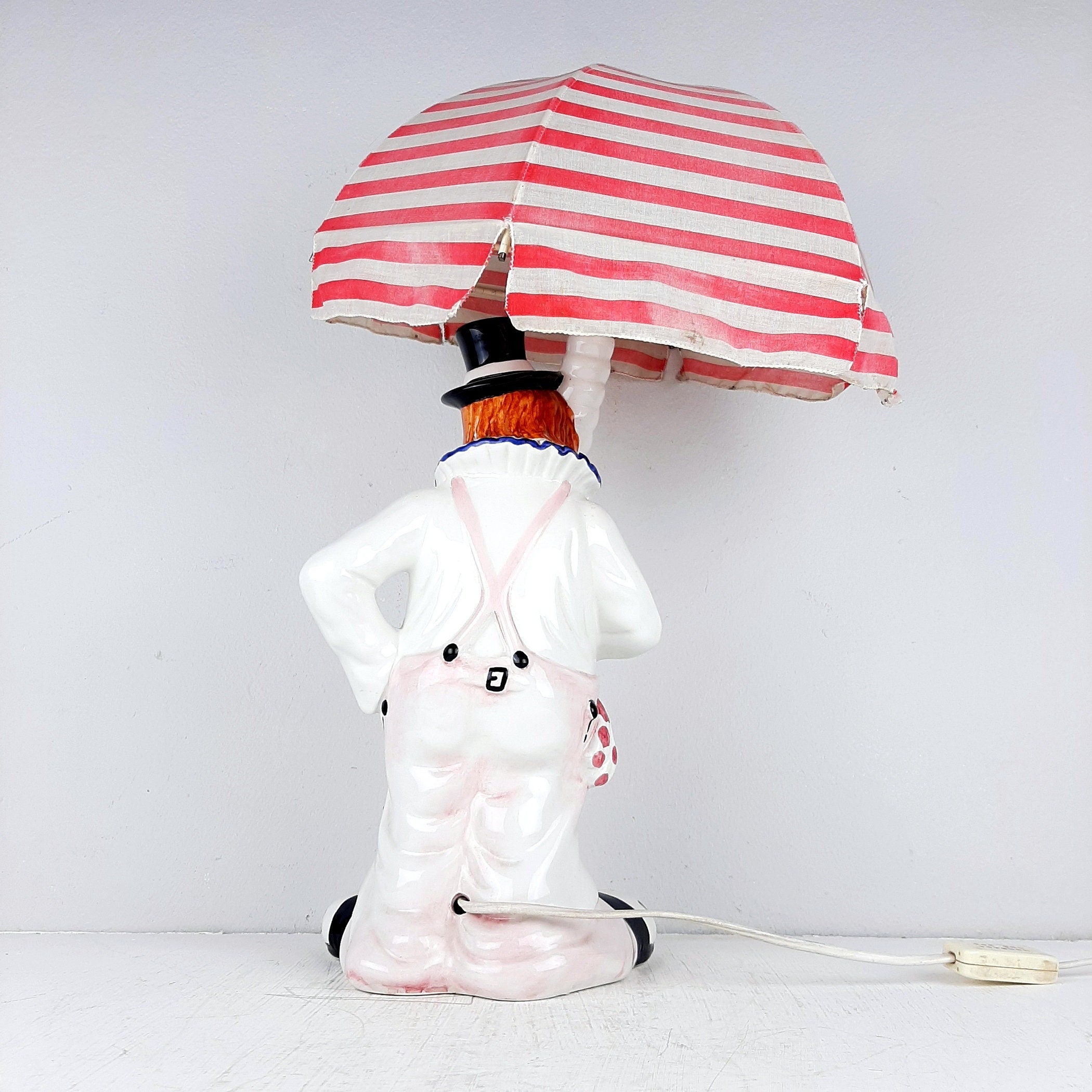 Vintage large ceramic table lamp Clown Italy 1960s Retro nightlamp Lamp for children's room