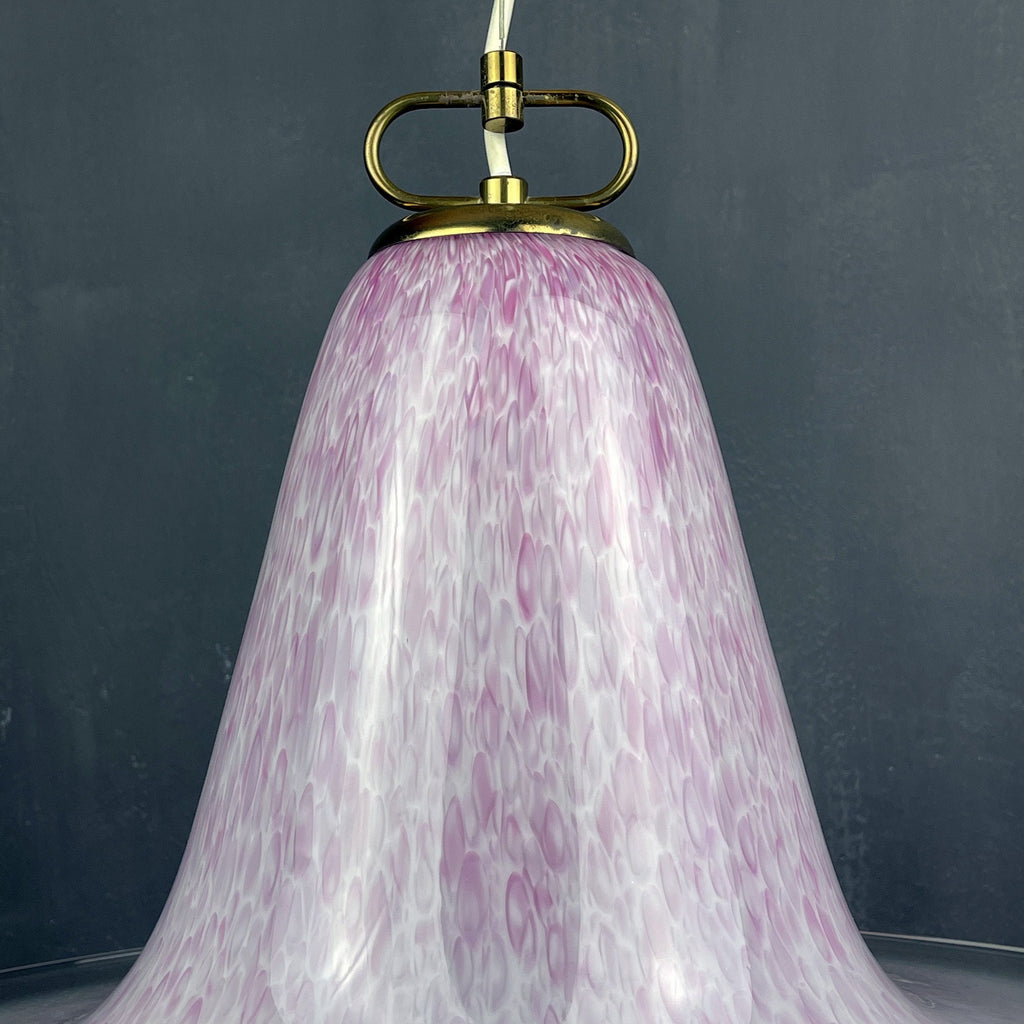 Mid-century pink Murano glass pendant lamp by VeLuce Italy 1970s