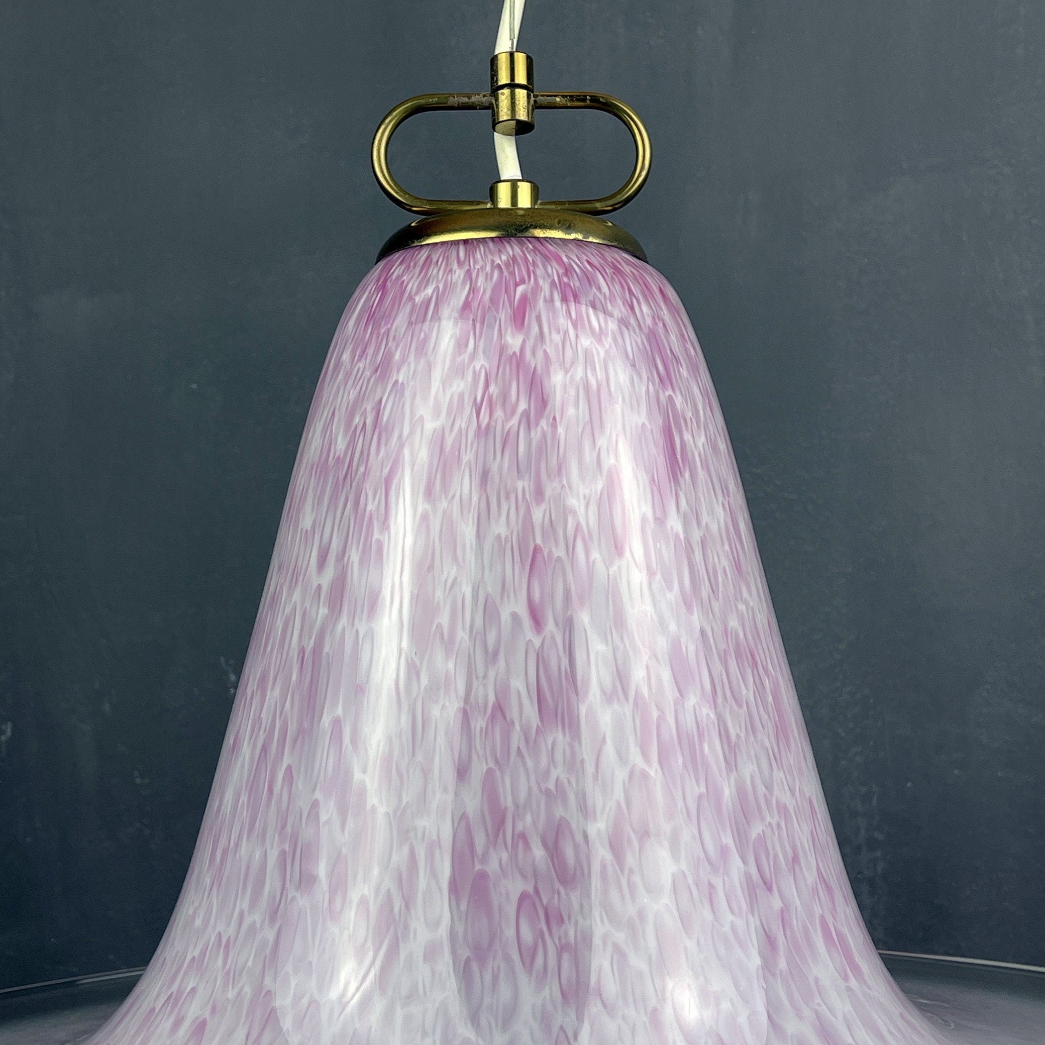 Mid-century pink Murano glass pendant lamp by VeLuce Italy 1970s