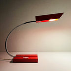 Vintage Red Metal Desk Lamp: Mid-Century Modern Office Lighting